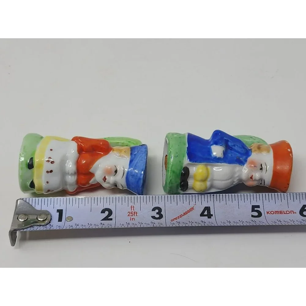 Vintage Porcelain Salt & Pepper Shakers Set With Handles‎ Imperial Couple Japan